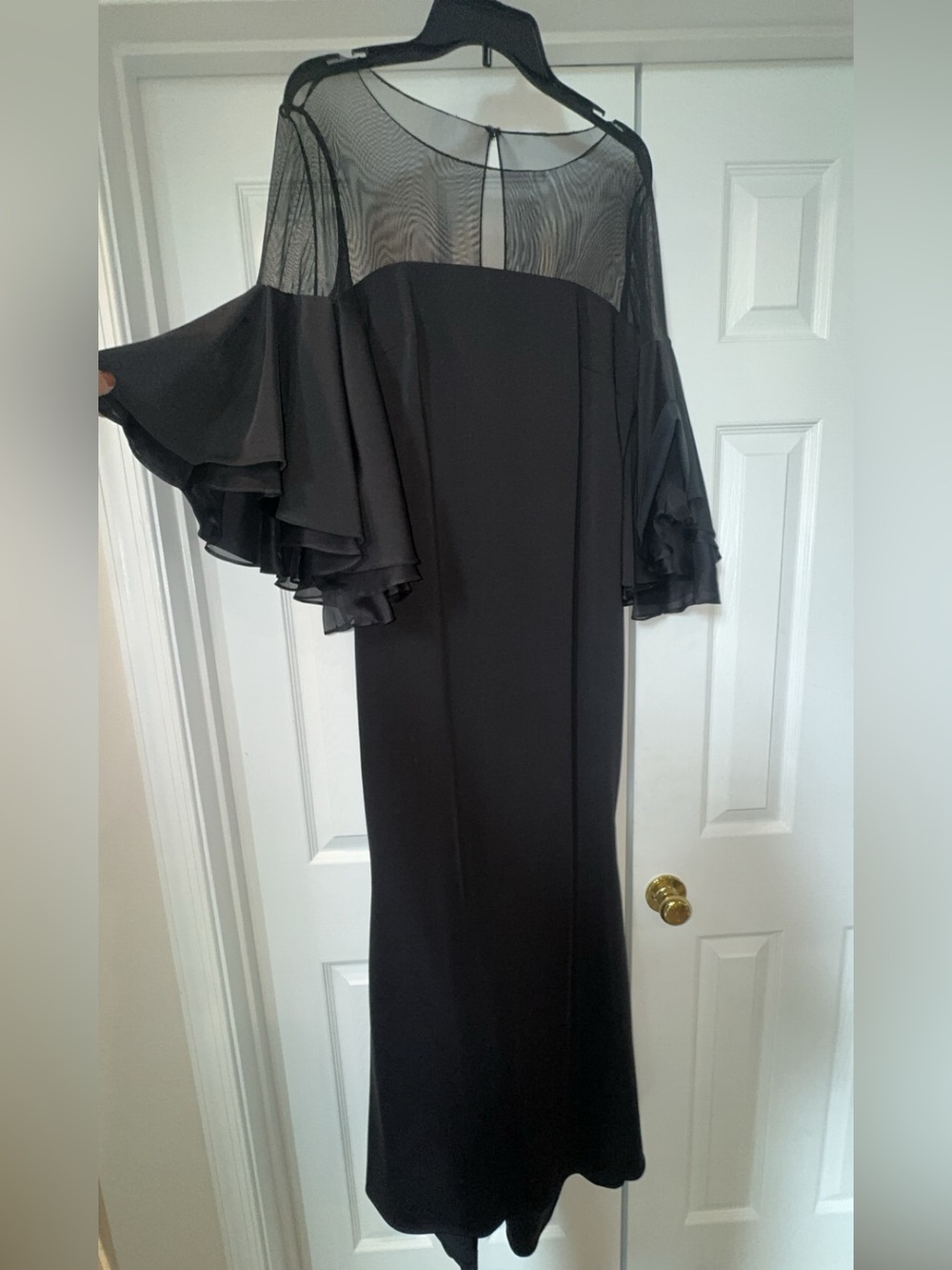 Badgley Mischka Black Chiffon Overlay Maxi Dress